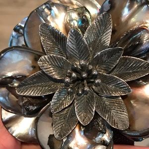 Stingray leather cuff mother of pearl 925